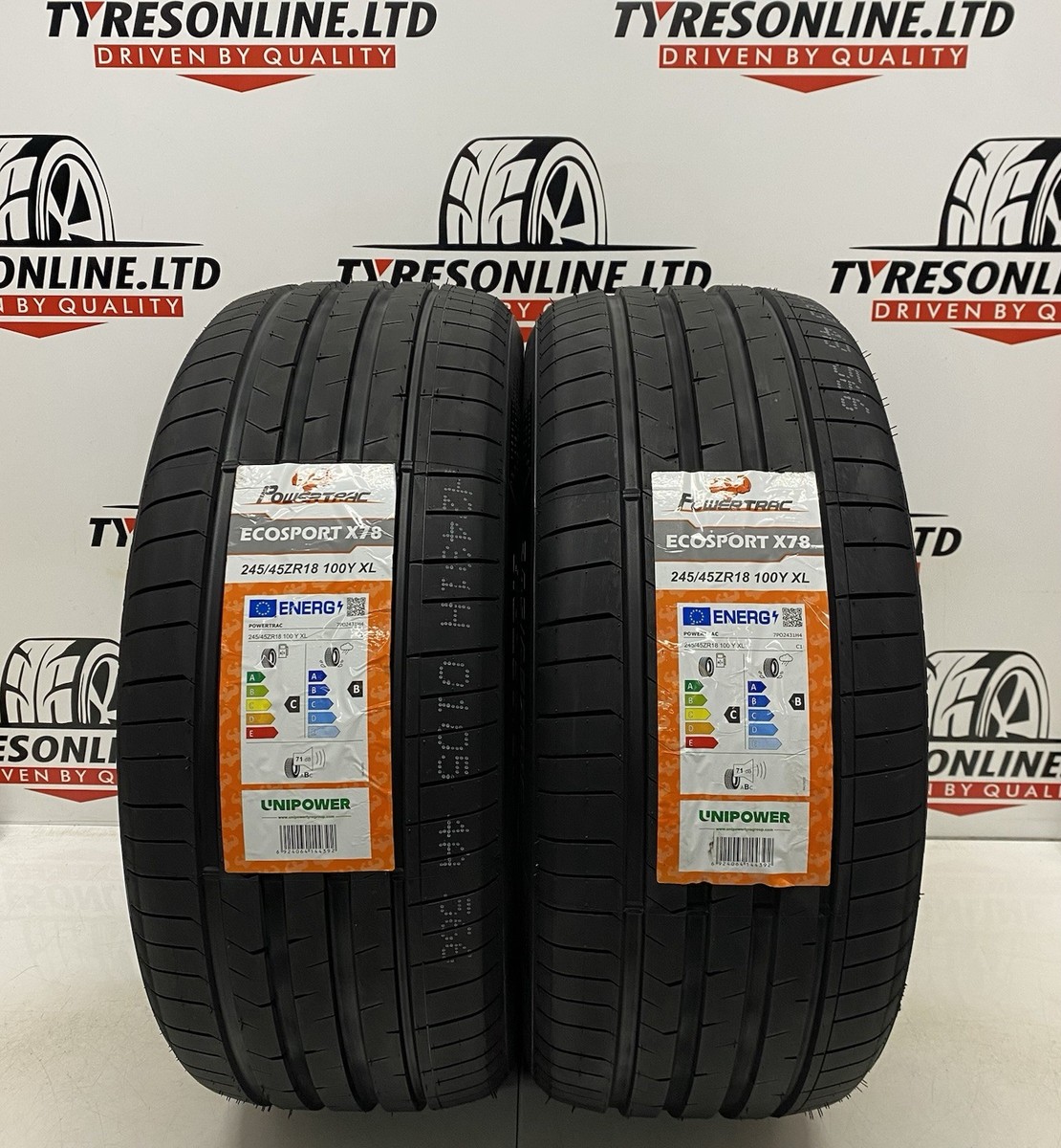 2 X 245 45 18 POWERTRAC 245/45ZR18 100Y XL BRAND NEW C B LABEL M+S