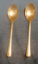 Vintage Gold Toned Pair of Baby Spoons In Great Condition Never Used