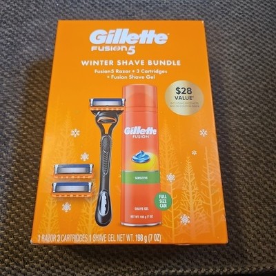 Gillette Fusion 5 Value Pack: Razor - 3 Cartridges - Shave Gel - NEW IN BOX