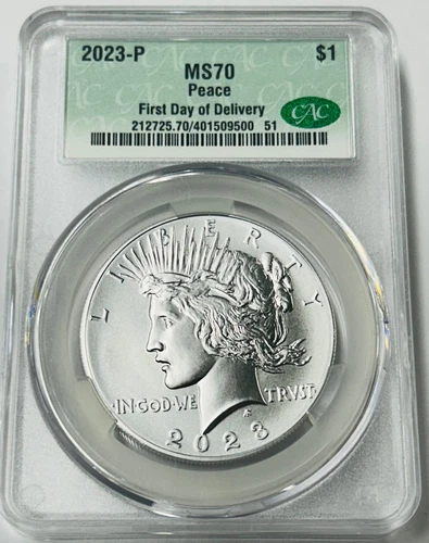2023 P Peace Silver Dollar CAC MS70 First Day of Delivery