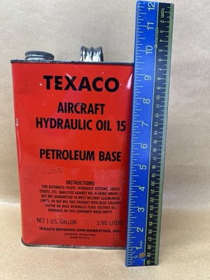 Vintage Empty Texaco Aircraft Hydraulic Oil 15 Gallon Can Aviation Memorabilia