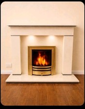 Interdel Manhatten Fire Surround  touch Down LIGHTS & Cream marble back& hearth