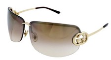 New GUCCI GG2782/S J5GPV 71mm Gold GG Shield Wrap Oversized Sunglasses Italy