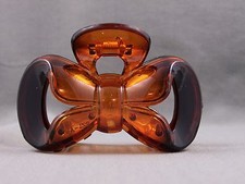 Md Dk Brown Bow plastic 3.25" long barrette hair accessory clip claw clamp teeth