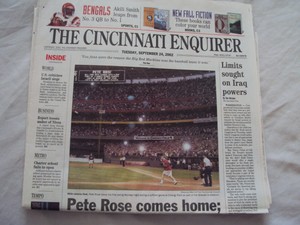 2002 Cincinnati Enquirer Newspaper Cincinnati Reds Pete Rose Comes Home Ebay