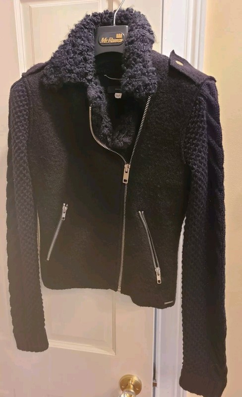 Diesel Moto Women Wool Knitted Fur Boucle Collar