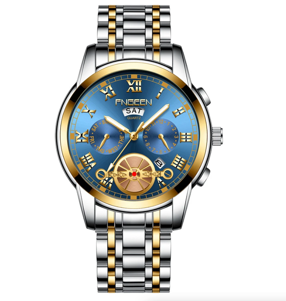 Reloj para hombre, acero inoxidable, cuarzo, luminoso, clásico 2