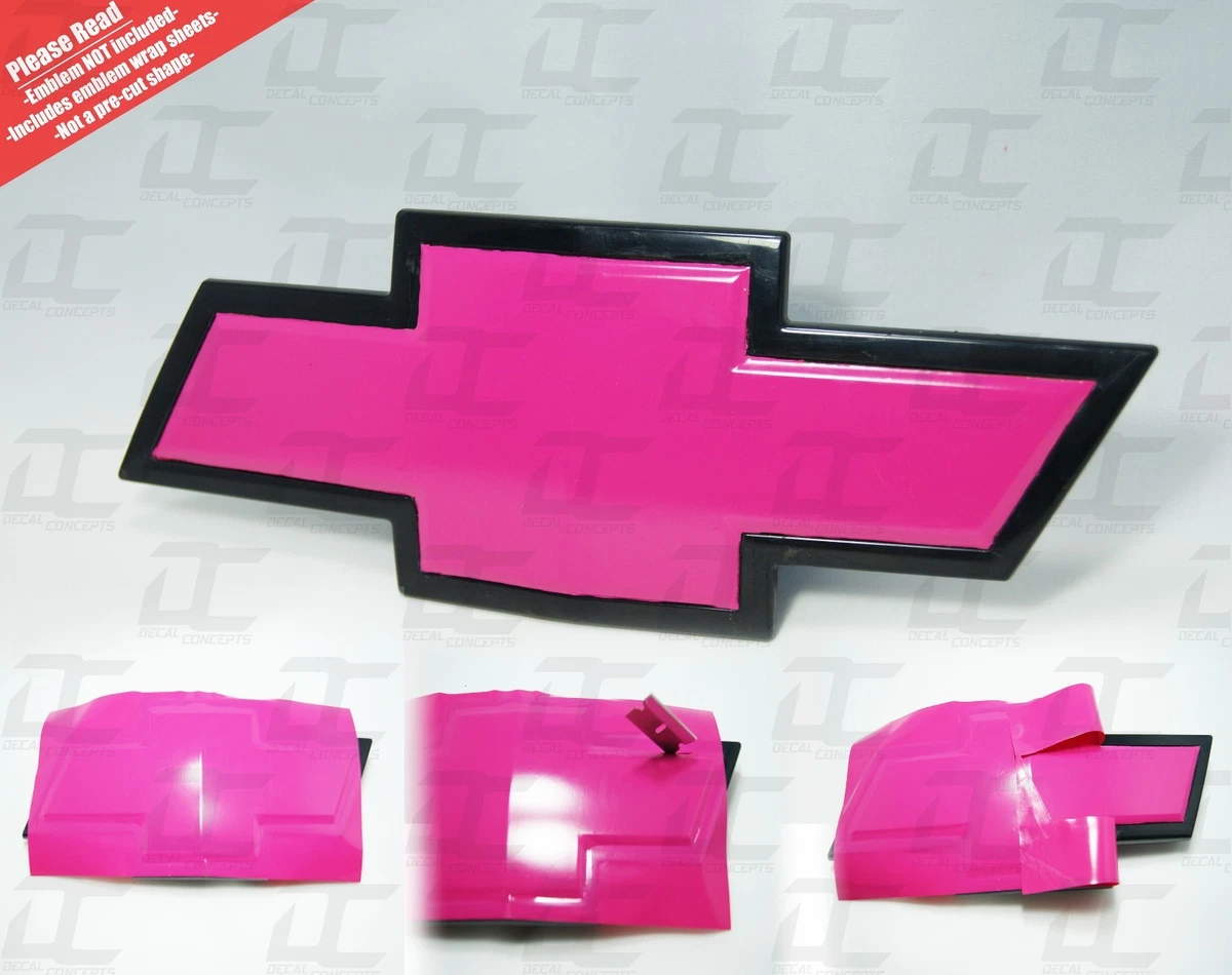 2 Silverado Tahoe Hot Pink Chevy Bowtie Vinyl Sheets Emblem Decal Cover