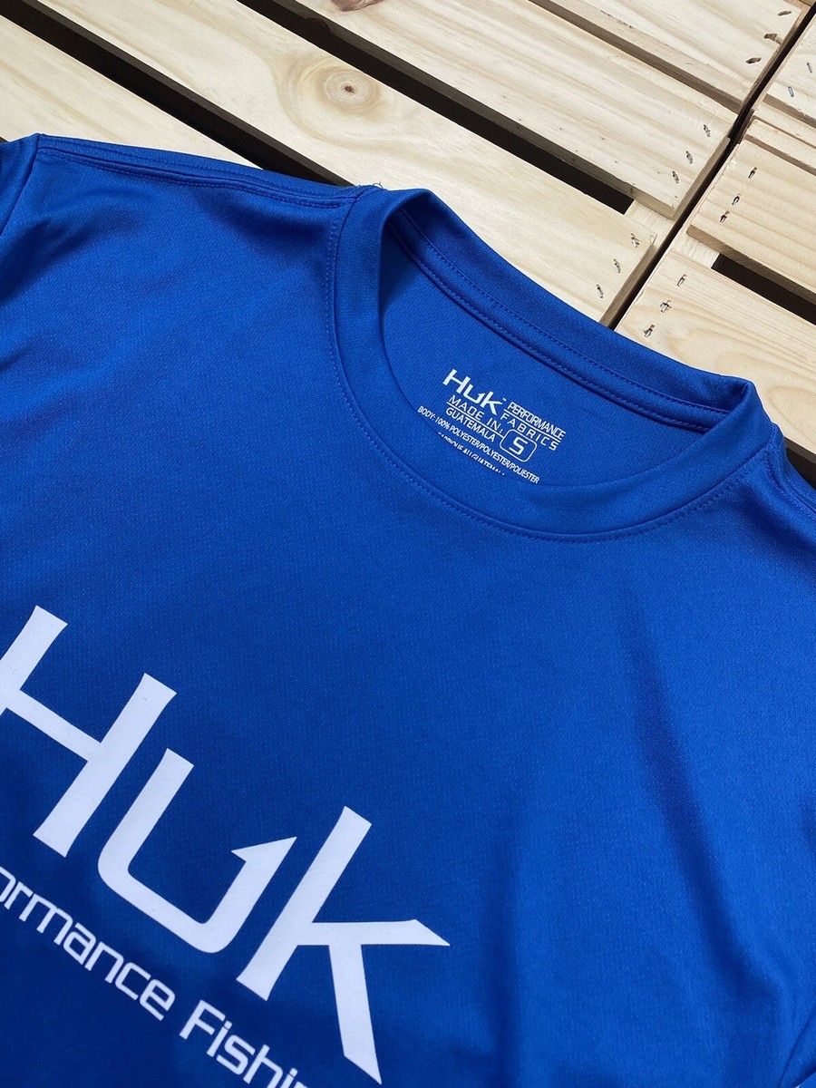 T-shirt De Pêche Huk Homme Manches Courtes, Bleu Clair, Taille L, état Très Bon