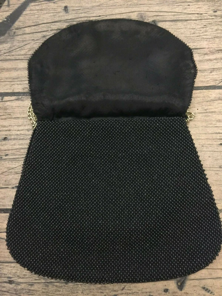 Vintage Black Du-Val Beaded Satin Handbag 1950s Pinup Bombshell Rockabilly - Image 3 of 4