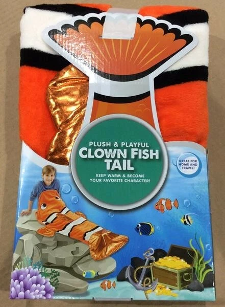 Tail Blanket Plush & Playful Throw Wrap Sequined Home/ Travel New Clown Fish NEW - Image 3 of 4