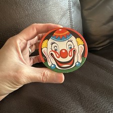 Vintage Tin Spinner Noisemaker Clown- Red Back