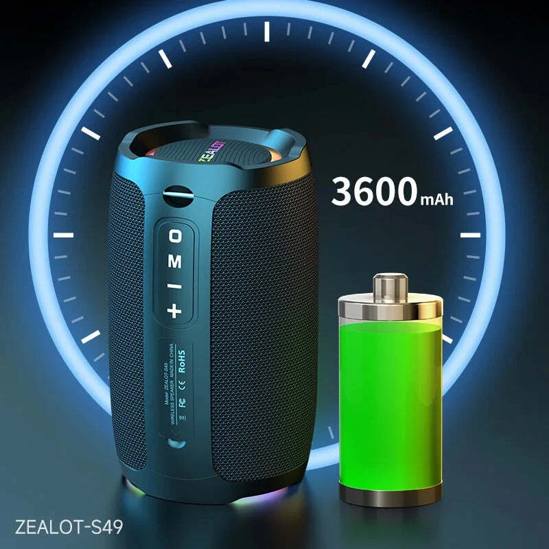 Zealot S49 20W Portable Ourdoor Wireless Subwoofer Speaker,Waterproof IPX 6,Dual - Image 4 of 4