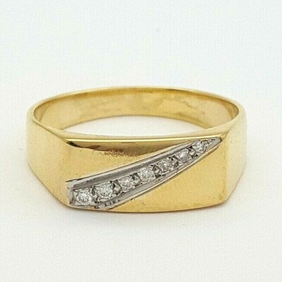 Ladies Ring 9ct (375, 9ct) Yellow Gold Natural (0.15ct) Diamond Dress Ring  | eBay