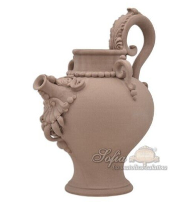 Italienische Keramik Kanne Überwurf Karaffe Deko Vase Fiaska beige von