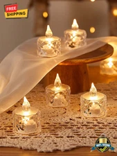 6 pcs LED Flameless Rose Pattern Tea Light Candle for Christmas, Home Decor