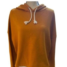 Zara Oversized Orange Crop Wide Sleeve Hoodie Sweatshirt Size Small