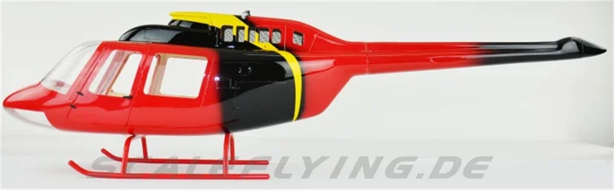 700 size B206 News RC Helicopter 700 Fuselage Bell 206 Red Black/News  Fuselage