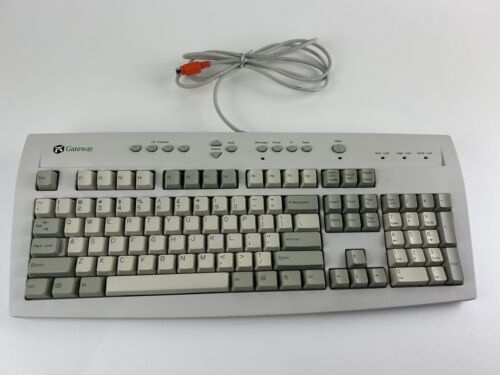 Vintage Gateway Wired PS/2 Computer Keyboard P/N: 7000985 - 6 pin connector-CD