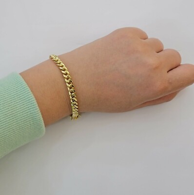 Real 10k Gold Bracelet 8'' Miami Cuban Link 6mm-13mm 10kt Yellow Gold ,Men Women