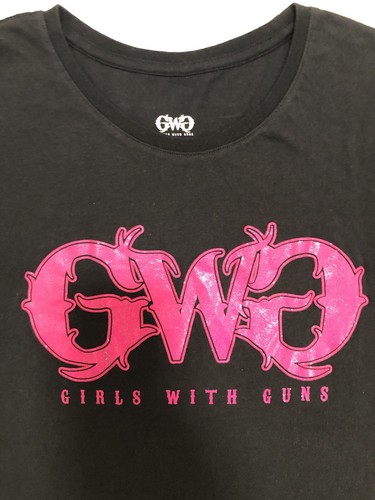NWT GIRLS WITH GUNS Womens Western Short Sleeve Shirt Top Black & Hot Pink L - Picture 11 of 14