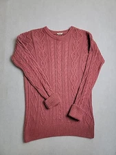 Fossil Sweater Womens M Mauve Berry Pullover Crewneck Cotton Angora Blend Soft