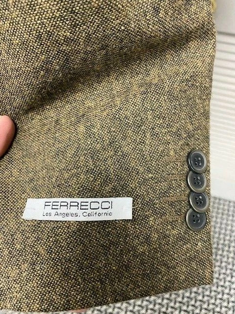 40R Ferrecci Men's Cognac Tweed Suit w/ Pants & Vest Slim Fit  Prom, Wedding  - Image 3 of 4