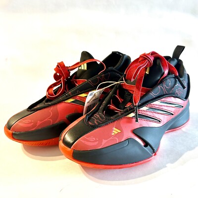 US M 6.5 Adidas x BAPE x Dame 9 Black Scarlet Red basketball