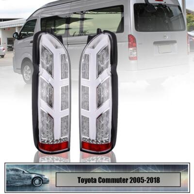 Pair LR Tail Lamp Rear Light White Lens LED For Toyota Hiace