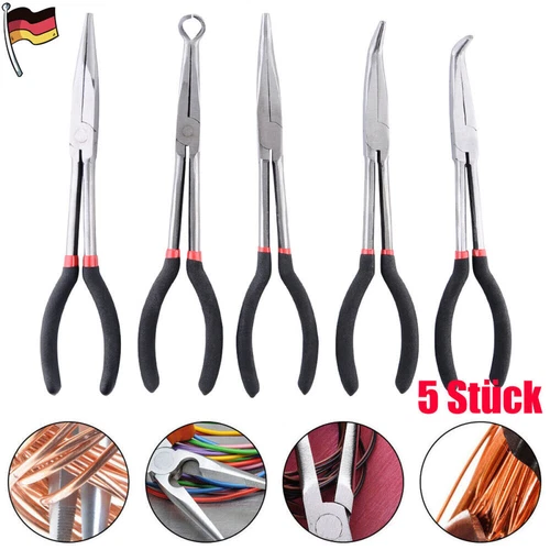 5 Stk Langbeckzangen Satz Spitzzange Telefonzange Zündkerzenzange 280mm - Bild 2 von 12