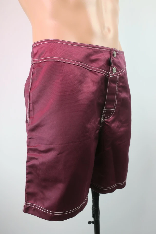 VTG 90s Rip Curl Snap Maroon Shiny Wet Look Swim Trunks 30 RETRO Surf Boardshort - Image 4 of 4