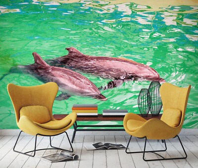 3D Sea Dolphin G6593 Wallpaper Wall Murals Removable Self-adhesive Honey