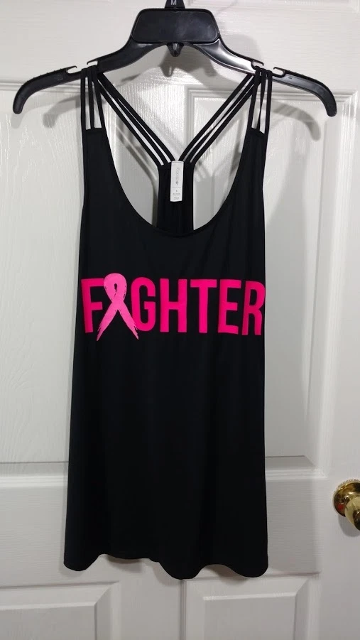 Nueva camiseta sin mangas IDEOLOGY para mujer espalda corredora luchadora cinta rosa negra gimnasio yoga activo Foto 2 de 4