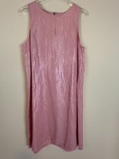Loft NWT Pink Shimmer Sleeveless A-Line Dress With Keyhole Back Size 14