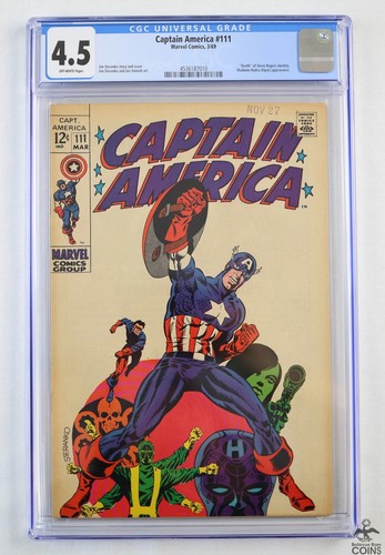 1969 Marvel Comics CAPTAIN AMERICA #111 CGC 4.5 "Death" of Steve Rogers Identity