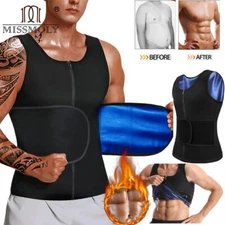 Mens Waist Trainer Vest with Zipper Fat Burn Sauna Suits Slim Sweat Body Shaper