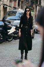 Zara Woman midi dress With Belt Black Size M Ref 8741/261