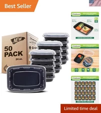 Meal Prep Containers 50 Pack Food Storage Bento Box Microwave Safe Leakproof