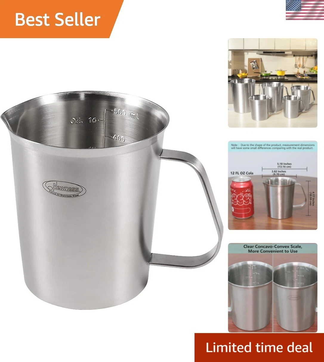 Stainless Steel Measuring Cup, Metal Measuring Cup with Handle Upgraded, 3 Ma...
Opens in a new wind