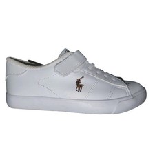POLO RALPH LAUREN Unisex Child White Leather Sneaker Sz 3 Boy Girl Kids NWOT