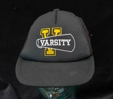 Vintage 80s Varsity Cheer Snapback Trucker Mesh Black Hat One Size