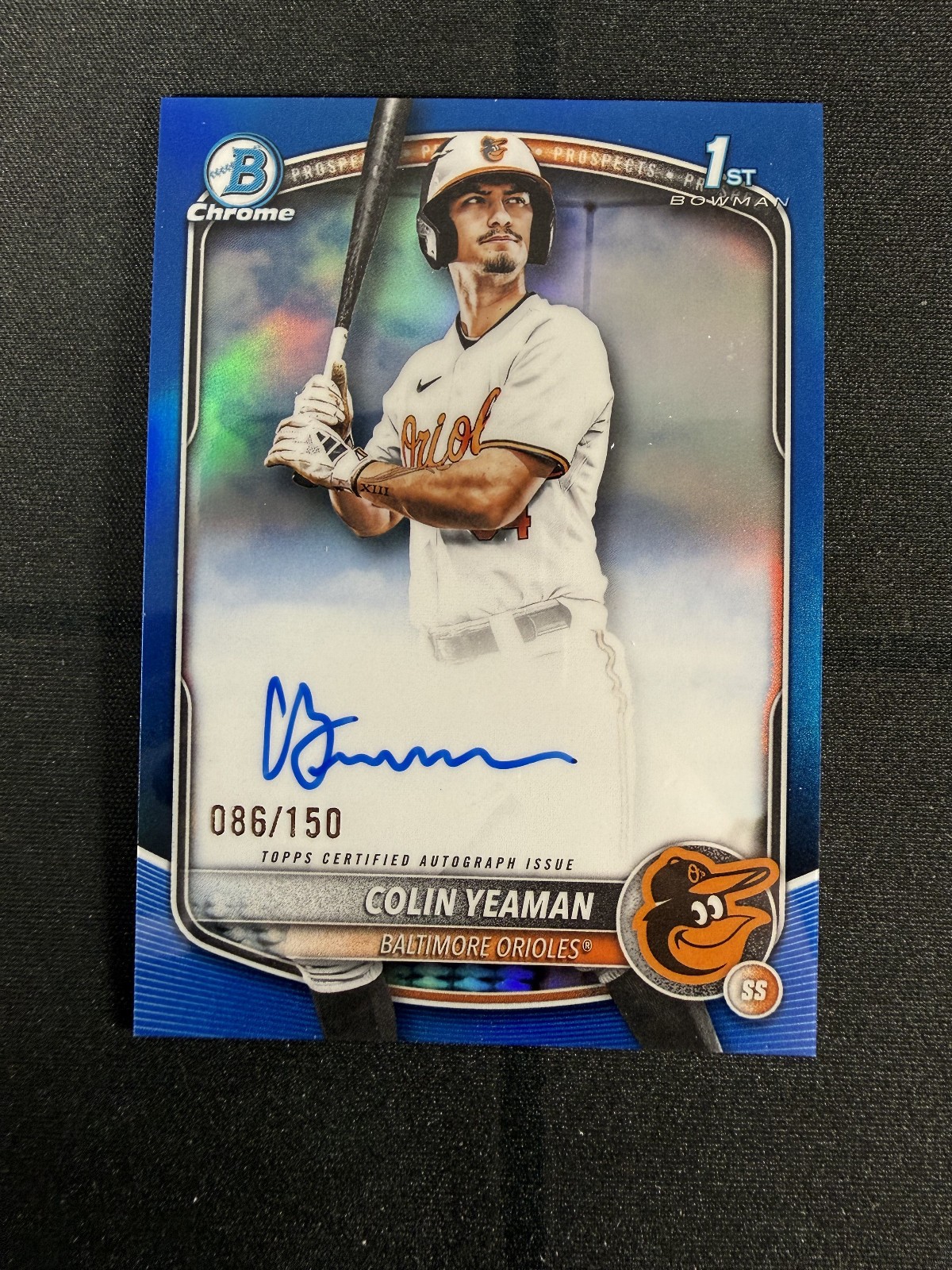 2025 Bowman Chrome Draft 1st CPA-CY Colin Yeaman Auto Blue Refractor 86/150