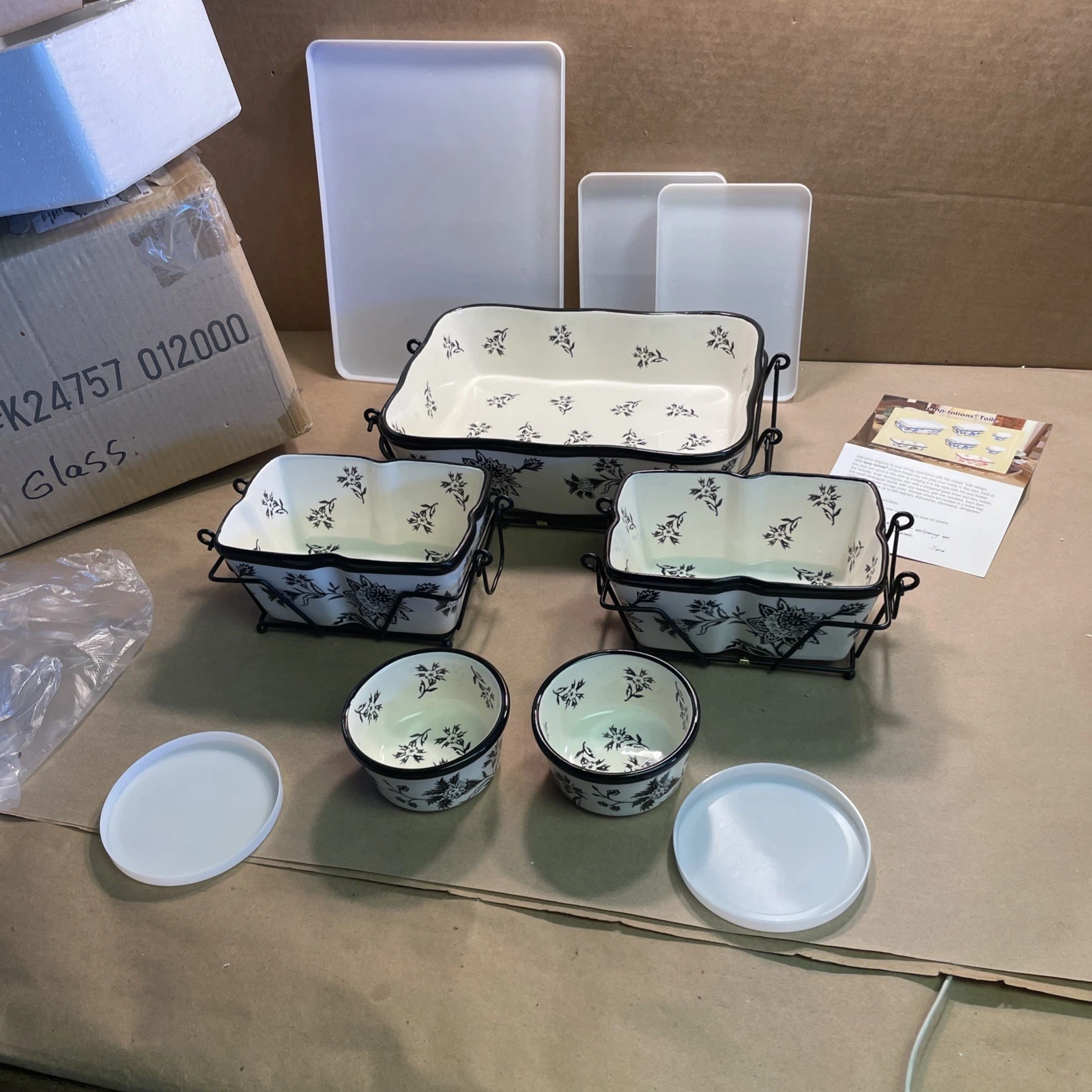 NEW Temptations by Tara Oven-to-Table Set - Toile Design Ovenware - NEW IN BOX