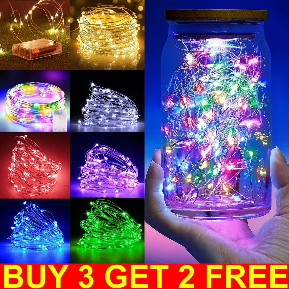 ANS-STATION Battery Operated Fairy String Lights Micro Rice Copper Wire Xmas Light 20/100LED