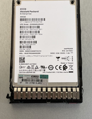 HPE 400GB SAS 12G WI SFF 2.5 SSD SC 7PBW 10DWPD Write Intensive 99.8% DS 15mm