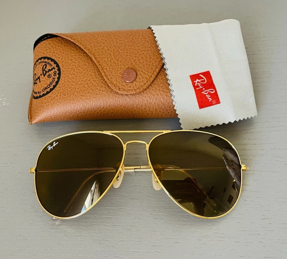 Ray ban aviator sunglasses ,3026, 62mm Large, Gold Frame/ Brown Lens. - Image 2 of 2