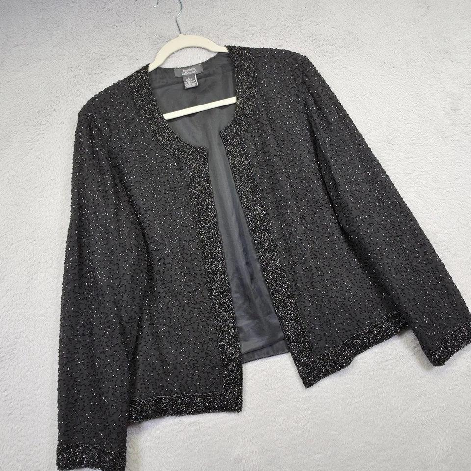 Chaqueta Dressbarn Mujer L Negra Noche Fiesta Glamour Elegante Lentejuelas Adornada Foto 2 de 4