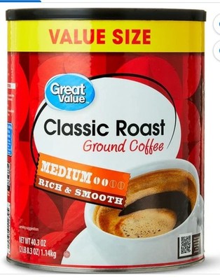 Great Value Classic Medium Roast Ground Coffee 40.3 oz Cannister Naturally