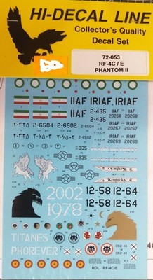 Hi-Decal Line 72-053 RF-4C/E Phantom II 1/72 scale decals