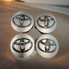 4x Toyota Wheel Rims Center Hub Cap Caps Silver Base Chrome Logo 62mm Camry Mor 4x Toyota Wheel Rims Center Hub Cap Caps Silver Base Chrome Logo 62mm Camry Mor